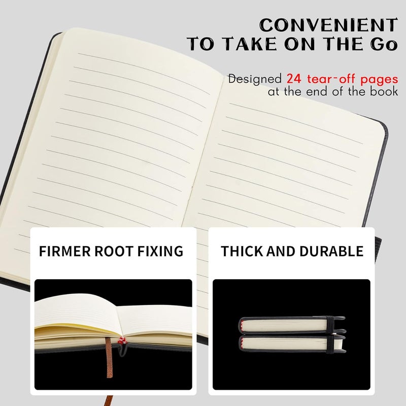 Animusphere 2Pack Pocket Notebook Small Notebook Journal Notebook 4 inches x 5.7 inches 200 Pages Leather Cover With Pen Holder Page Marker Ribbons(Black) - Image 4